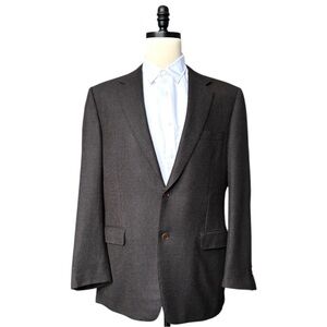 Canali wool notched lapel single breasted 2 button closure vented blazer | 44 L
